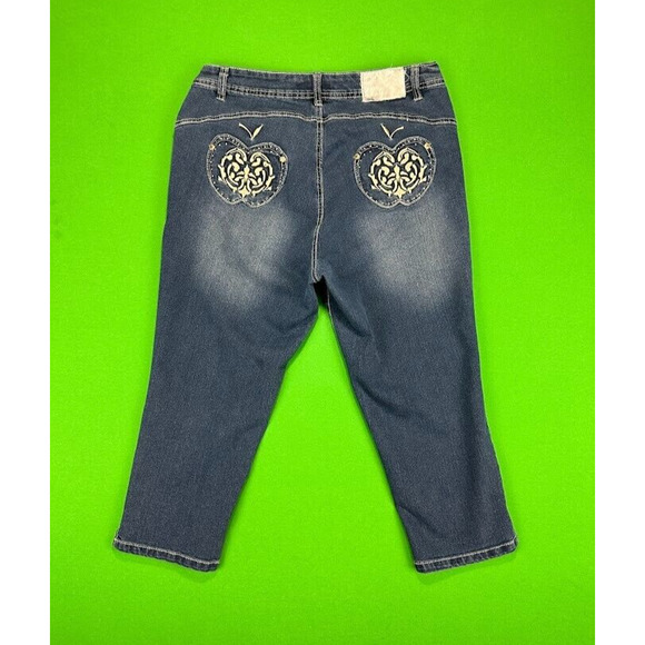 Apple Bottom Jeans Capris Women's 14 Embroidered Pockets Stretch Denim Y2K - Picture 11 of 15